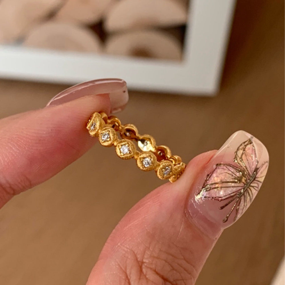 Wholesale Middle Ages Brushed 925 Sterling Silver Light Luxury High-end Gold Rings